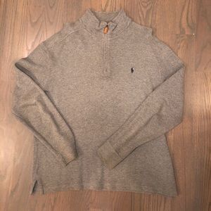Gray Long sleeve quarter zip pull over by Polo